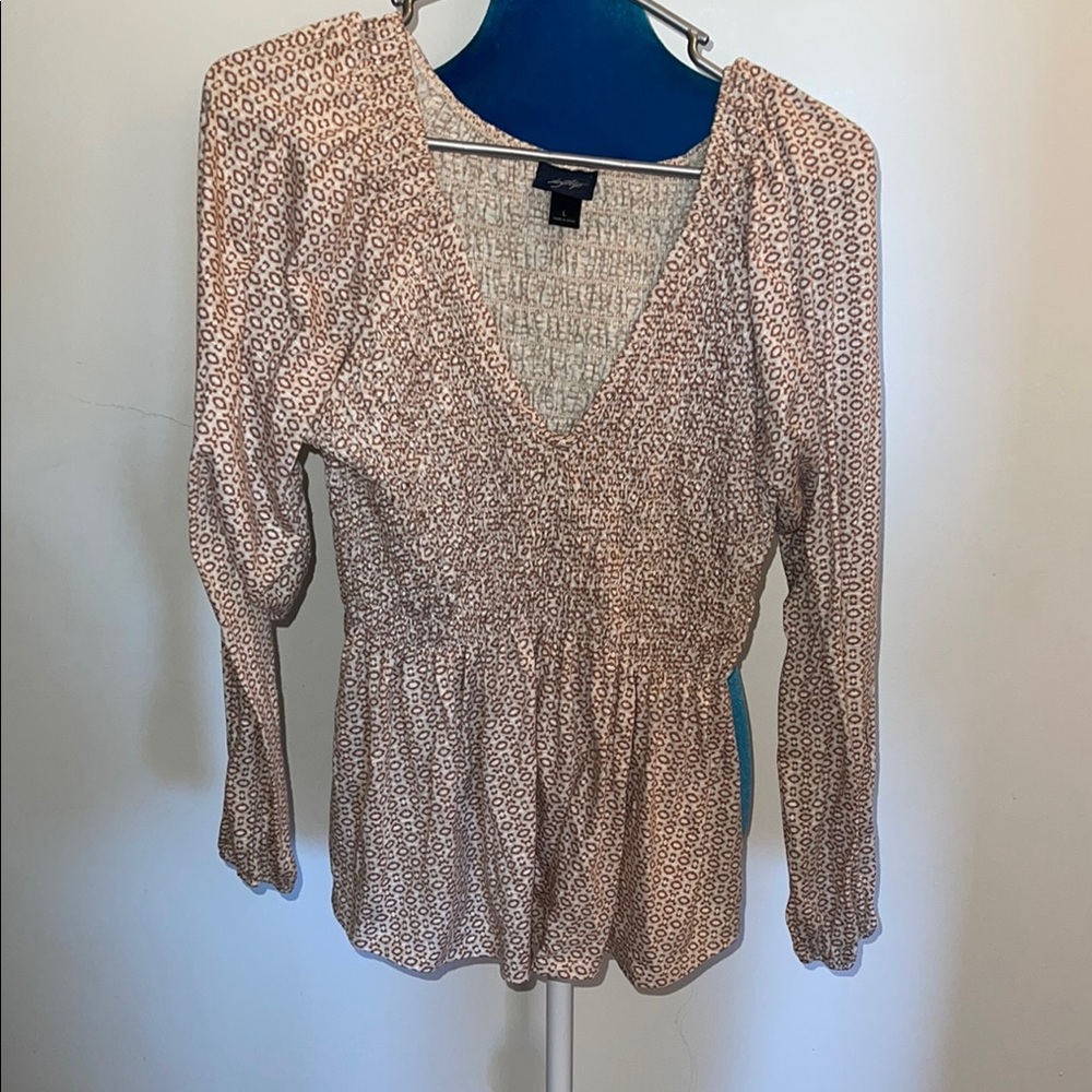 Daytrip Beige and Cream Patterned Blouse